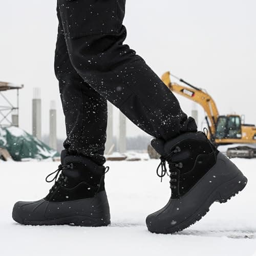 Furuian Insulated Winter Snow Steel Toe Work Boots for Men Waterproof Non Slip Duck Boots for Men Warm Safety Industrial Work Shoes