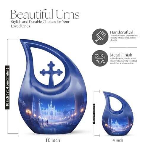 Castle Keepsake Cremation Urns for Human Ashes for Women, Drop Blue Burial Funeral Tiny Urn for Ashes for Men, Cremains Holder, Decorative Mini Remembrance Gift for Loss of Dad, 3 Inches B0FHWQ3F6X