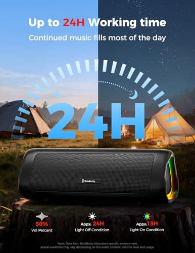Bluetooth Speaker with HD Sound, Portable Wireless, IPX5 Waterproof, Up to 20H Playtime, TWS Pairing, BT5.3, for Home/Party/Outdoor/Beach, Stocking Stuffers, White Elephant Gifts for Adults (Black)
