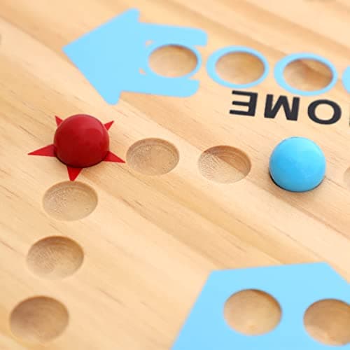 Original Marble Game Wahoo Board Game Double Sided Painted Wooden Fast Track Board Game for 6 and 4 Players 6 Colors 24 Marbles 6 Dice for Family Friends