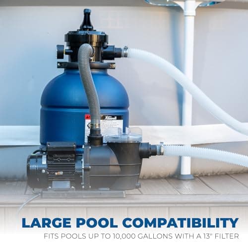 XtremepowerUS 13" Sand Filter 3/4HP Pool Pump 2,400 GPH for Above Ground Swimming Pool Set Multi-Port Valve Up To 10,000 Gallons, 1-1/4"NPT