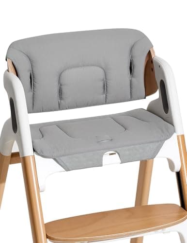 Momcozy High Chair Cushion & Backrest Set - Ergonomic Support for Dinerpal Chairs, Machine Washable Gray Seat Pad with Non-Slip Design
