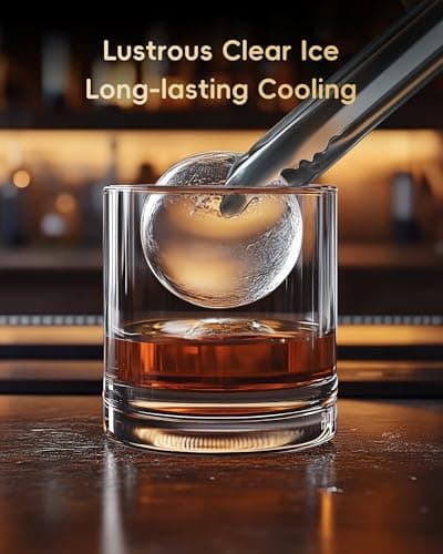 ecozy 2" Ice Ball Maker Countertop,Clear Sphere Ice Maker Machine with CrystalFlux Technology, 4 pcs in 40 Mins, 144 pcs/Day, Enhanced Insulation, Auto Water Supply, Self-Cleaning for Whiskey