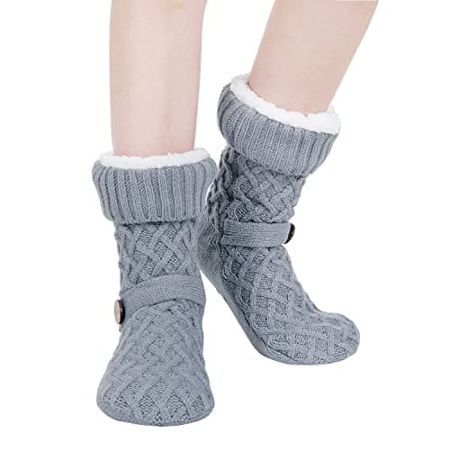 Chassic Warm Fuzzy Sherpa Lined Slipper Socks for Women with Non-Slip Grips B08HHR55W5