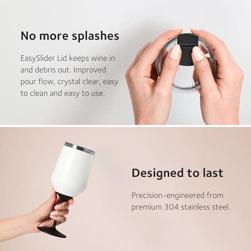 Huski Wine Tumbler 2.0 | NEW | Award-winning Design with Detachable Stem | Premium Stainless Steel Wine Glass with Lid | Triple Insulated Tumbler | 12oz Capacity | Great Gift (Champagne)