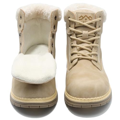COTTIMO Womens Hiking Snow Winter Boots- Ladies Casual Outdoor Lightweight Ankle Boots Work Backpacking Lace up Fur Lined Walking Trekking Shoes