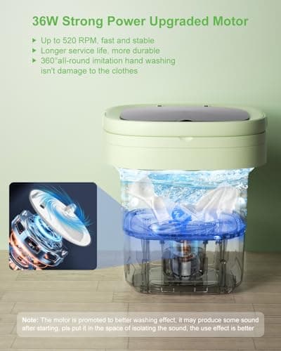 16L Large Capacity Portable Washing Machine, Laundry Washer Cleaning for Underwear, Baby Clothes, Shirts,Small Delicates. Foldable Mini Washer and Dryer Combo for Apartment,Hotel,Camp,RV,Travel(Green)