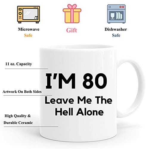 80th Birthday Gifts For Men,11 Ounces, Funny I Am 80 Leave Me The Hell Alone Coffee Mugs,1942 80 Year Old Birthday Gifts for Him, Friend, Dad, Brother, Husband, Grandpa, Coworker