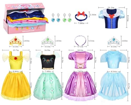 LIMIROLER Princess Dress Up Clothes for Little Girl Role Play Costume Gift Set Princess Dress Up Toys for Toddler Girls B0DF2V6NHW