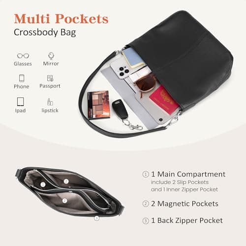 befen Genuine Leather Purse for Women Soft Crossbody Purse Hobo Bag Women's Shoulder bag Handbags with 2 Removable Straps