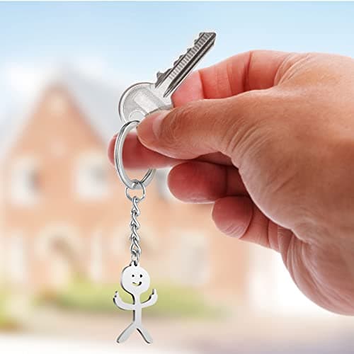 Junkin 3 Pcs Christmas Stainless Steel Funny Doodle Keychain Finger Keychain Long Distance Friendship Jewelry Gift Women Men