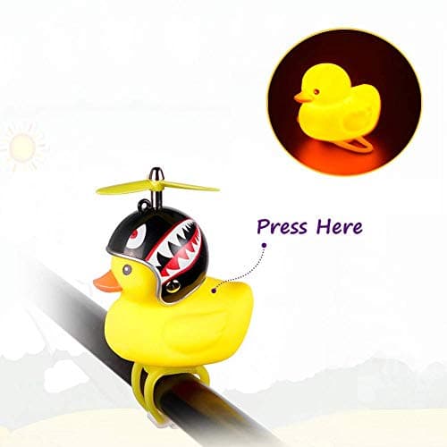 NEKRASH Duck Bike Bell, Rubber Duck Bicycle Accessories with LED Light, Cute Propeller Handlebar Bicycle Horns for Kids Toddler Children Adults Sport Outdoor B07T2HJK9K