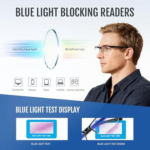Reading Glasses Men Blue Light Blocking Readers Spring Hinge Computer Anti Eyestrain Eyeglasses