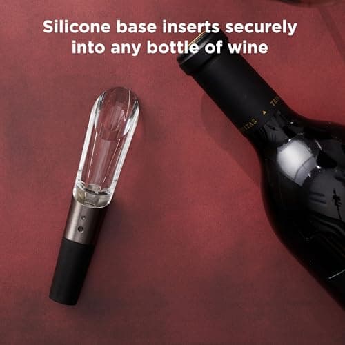 Rabbit W6127 Wine Aerator and Pourer, Clear and Stainless Steel Design, Easy to Use for Enhancing Wine Flavor and Smooth Pouring