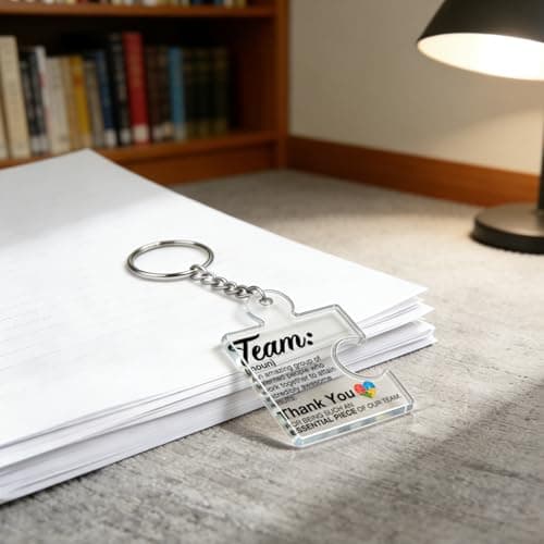 Gift Set for Employee, Staff, Teachers, Teamwork Puzzle Piece Keyring, Acrylic Team Appreciation Gifts Bulk Thank You Keychains for Coworkers B0FD9YB7K3