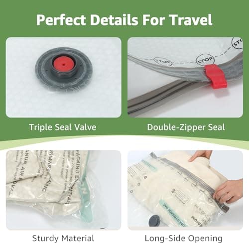 Vacuum Bags for Travel with Rechargeable air Pump, 9 Packs of 3 Sizes Vacuum Seal Bags for Clothing (9 Combo Set)