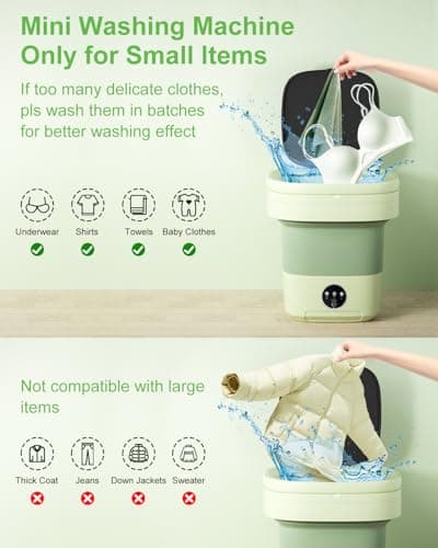 16L Large Capacity Portable Washing Machine, Laundry Washer Cleaning for Underwear, Baby Clothes, Shirts,Small Delicates. Foldable Mini Washer and Dryer Combo for Apartment,Hotel,Camp,RV,Travel(Green)