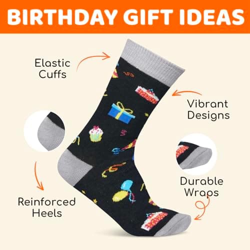HAPPYPOP Birthday Gifts Ideas for Boys - Socks for Kids Girls Age 5-12 with Greeting Card