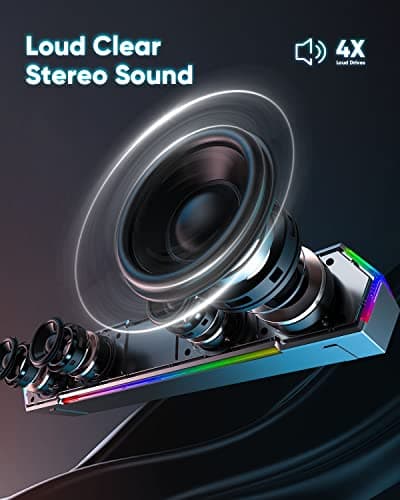LENRUE G11 Computer Speakers for Desktop, Touch Lights PC Speakers with Surge Clear Sound, USB C/USB Powered, AUX Audio for Computer Desktop PC Laptop Desk