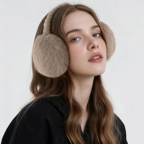 TOBEHIGHER Muffs for Winter Women - Faux Fur Earmuffs, Soft Warm Stylish Ear Muffs for Women Cute Foldable
