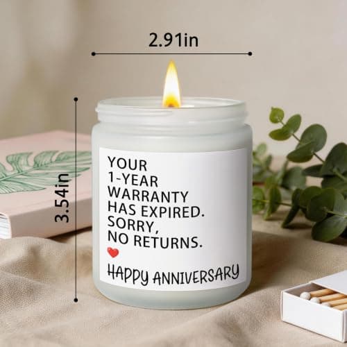 1 Year Anniversary Couple Gifts for Boyfriend Girlfriend, Happy One Year Wedding Anniversary Funny Gifts for Men Women Husband Wife, Romantic First 1st Year Marriage Gift for Her Him Scented Candle B0GT8YSWNK
