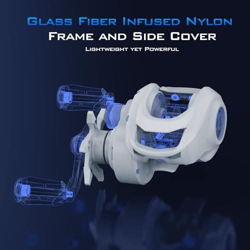 KastKing Centron Lite Baitcasting Fishing Reel – Lightweight, Glass Fiber Infused Nylon Frame – 7.6 OZ – 5 + 1 Anti-Reverse Ball Bearings, 7.1:1 High-Speed Gear Ratio Fishing Reel with Compact Design