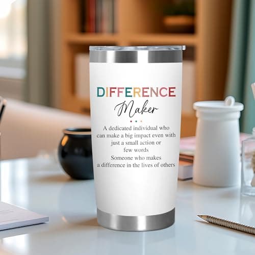 Christmas Appreciation Gifts for Coworkers - 20 oz Stainless Steel Insulated Tumbler - Birthday Inspirational Thank You Gifts for Women Teachers Coworkers Boss, Difference Maker Gift Ideas