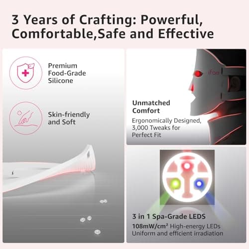 850nm Near Infrared (NIR), 7 Mode Portable LED Face Mask for True Anti-Wrinkles Skincare at Home Red Light Therapy Mask for Face and Neck with 396 LEDs B0GF25FKF4
