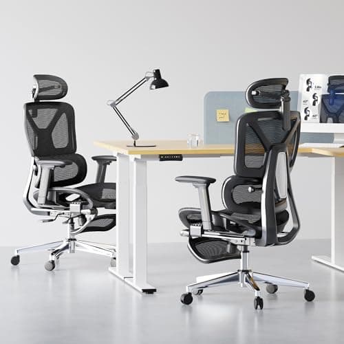 FLEXISPOT ErgoX Premium Ergonomic Office Chair with Footrest - Adjustable 3D Armrests, Dynamic Lumbar Support, Recline & Tilt Function, Mesh Seat, for Home & Office Use, Black