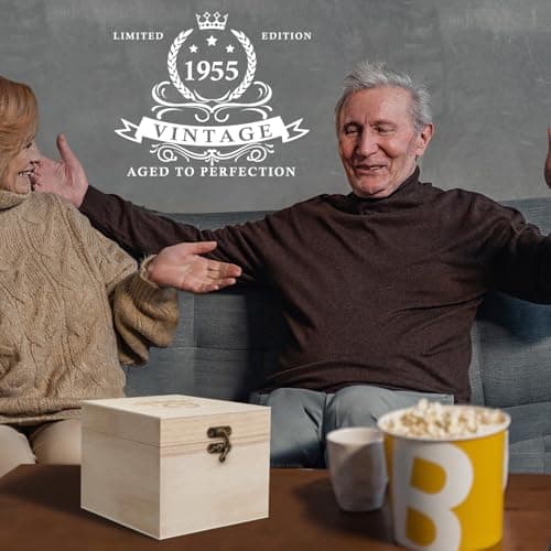 LIGHTEN LIFE 70th Birthday Gifts for Men 12 oz,1955 Whiskey Glass in Valued Wooden Box,70th Birthday Bourbon Glass for 70 Years Old Dad,Husband,Friend,70th Bday Gift Ideas