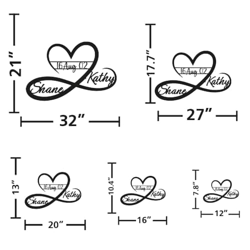 Personalized Valentines Metal Wall Sign, Custom Infinity Heart Love Couple Name Sign, Valentine's Wedding Gifts for Couples, Metal Engagement Sign, Home Decoration, Gift for Anniversary
