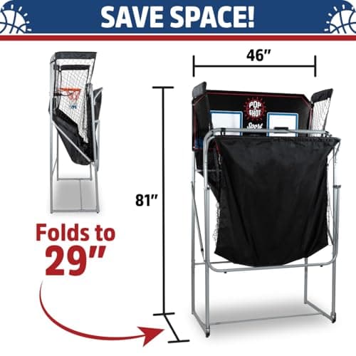 Pop-A-Shot - Dual Shot Sport | Arcade Basketball Game for Home | Paddle Scoring Hoop, 10 Game Modes, 4 Balls | Foldable for Easy Storage | Fun for All Players