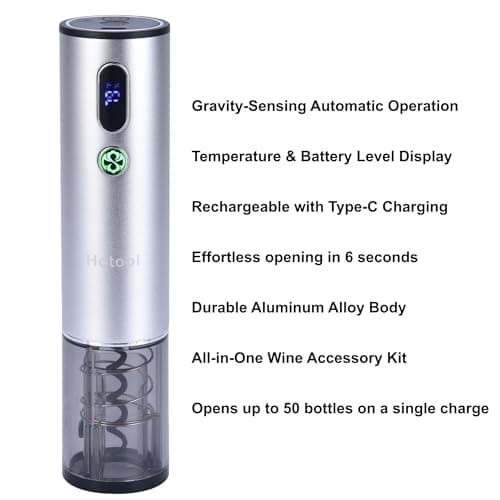 Electric Wine Opener with Wine Accessories -Rechargeable Wine Bottle Opener Set with Base, Wine Aerator, Foil Cutter and Wine Stoppers- Perfect Wine Gifts for Wine Lovers