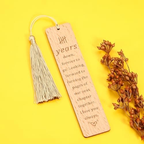 5 Year Anniversary Wood Gift for Him Her, Wooden Bookmark 5th Anniversary Wooden Gifts for Wife Husband, 5 Year Marriage Gifts Anniversary for Couple, Fifth Anniversary Valentines Gifts for Women Men