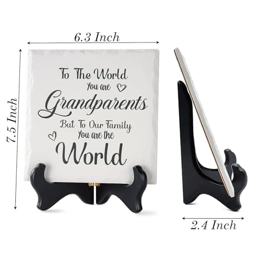LukieJac Grandparents Gifts from Grandkids Ceramic Plaque for Grandpa & Grandma Gift Ideas Home Decor, Thanksgiving, Christmas, New Year, Grandparents Day, Wedding Anniversary and Birthday Gifts