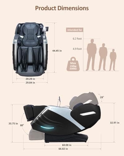RELX Massage Chair Full Body, 20 Modes Zero Gravity SL-Track Shiatsu Massage Chair Built-in Heat System, Airbag Massage with Body Scan, Deep Yoga Stretch, Calfrest Extension and AI Control(Black)
