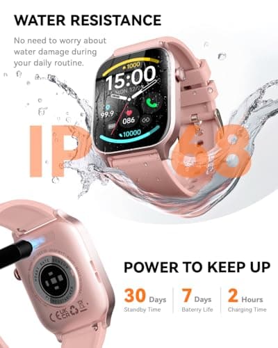 Smart Watches for Women Men, Fitness Tracker Watch with 110 Sports Modes, Step Counter/Sleep Monitor/Pedometer, IP68 Waterproof, Bluetooth Call & Music Control Smartwatch for iPhone/Android