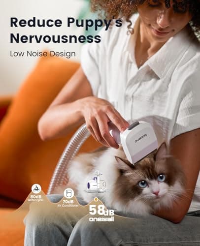 oneisall Dog Grooming Vacuum Kits: 15000Pa Shedding Brush with Grooming Tools, 3 Suction Low Noise, Pet Grooming Vacuum for Thick and Undercoat, 1.5L Dust Cup Dog Hair Vacuum, Home Cleaning, LM5