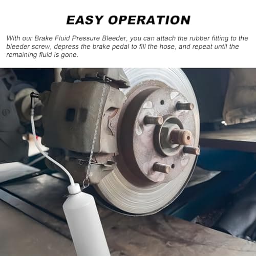 KVAEY 1L Brake Bleeder Bottle, Automotive Brake Pressure Bleeder Bottle with 24 Inch Tube Rubber Connector Steel Chain, One Person Plastic Brake Fluid Bottle for Car ATV Motorcycle