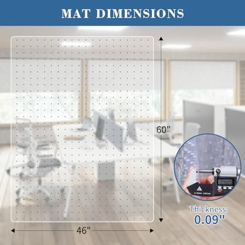 Tydle Chair Mat for Carpet, 60" x 46" Chair Mat for Carpeted Floors, Non-Slip Computer Under Desk Plastic Floor Mat for Work Gaming Chairs, Heavy Duty Carpeted Floor Protector for Home Office (Clear)