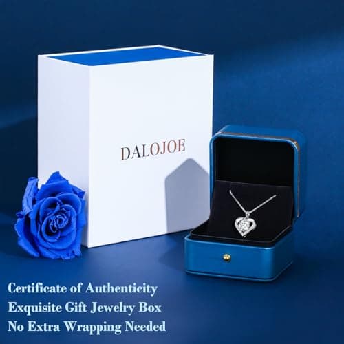 DALOJOE Moissanite Necklace for Women, 1-3 Carat Heart Necklace Engraved with 'I LOVE YOU', Birthday Gift for Wife, Anniversary Present for Wife Women, Jewelry Gifts for Christmas Valentine's Day