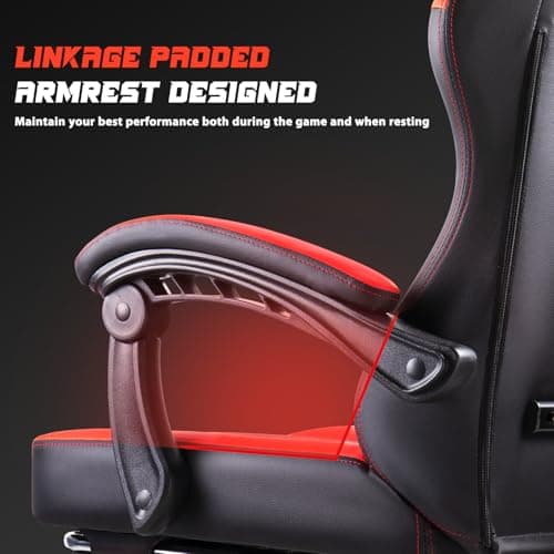 VITESSE Ergonomic Video Gaming Chair for Adults, 400 lbs PC Computer Chair, Racing Office Chair, Silla Gamer Height Adjustable Swivel Chair with Lumbar Vibration Support and Headrest(Red)