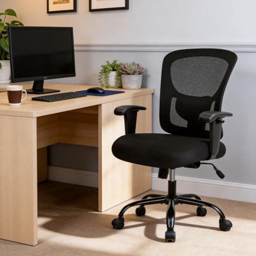 Big and Tall Office Chair 400lbs Wide Seat Desk Chair Computer Chair with Lumbar Support Adjustable Arms Task Rolling Swivel Mesh Executive High Back Ergonomic Chair for Adults Women,Black