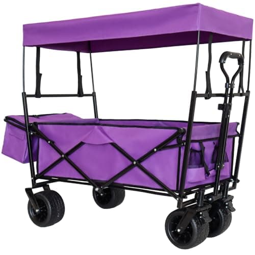 480Lbs Collapsible Wagon with Canopy Steel Large Capacity Camping, Shopping, Sports, Garden Outdoor-Ready