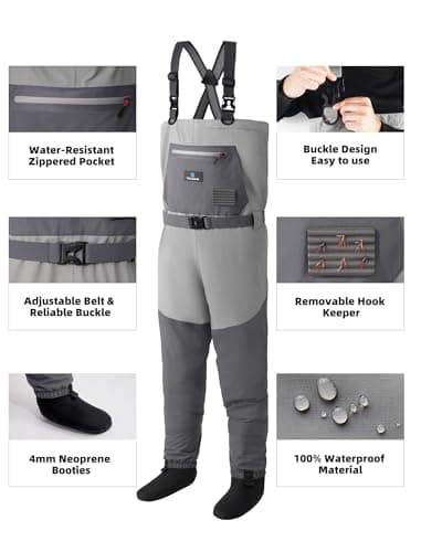 Trudave Fishing Waders, Waterproof Chest Waders for Men & Women, Lightweight Fly Fishing Stockingfoot Waders for Hunting