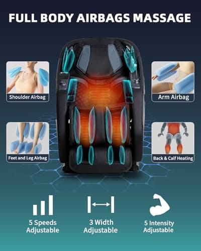 Full Body Zero Gravity Massage Chair with Body Scan 4D Intelligent Shiatsu Strecth Massage, Back/Leg Heated with AI Voice Control Bluetooth Speaker Airbags SL Track Massage Black