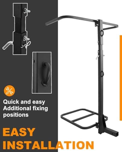 Upgraded RV Hitch Mount Kayak Rack Height Adjustable Vertical Kayak Carrier for RV, Truck, SUV Holds 2 Kayaks up to 12' & 150LBS & 2'' Hitch Receiver