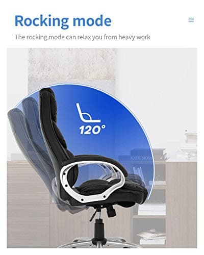 FDW Office Chair Computer High Back Adjustable Ergonomic Desk Chair Executive PU Leather Swivel Task Chair with Armrests Lumbar Support (Black)