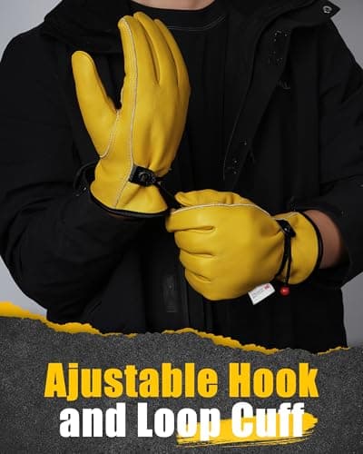 DULFINE Winter Leather Work Gloves for Men and Women,3M Thinsulate Lining for Cold Weather Work, Thermal Insulated Gloves