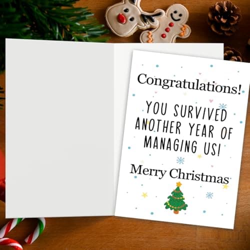 Funny Boss Christmas Card, Boss Christmas Gifts with Premium Envelope, 8x5.3 Inches